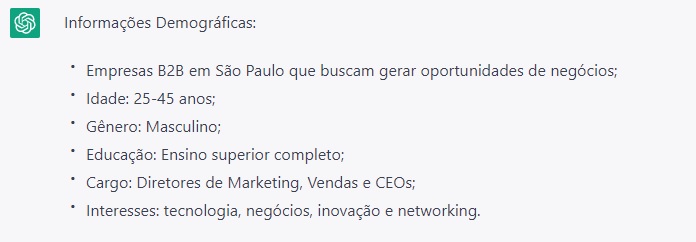 Como descobrir quem é seu cliente com o ChatGPT 2